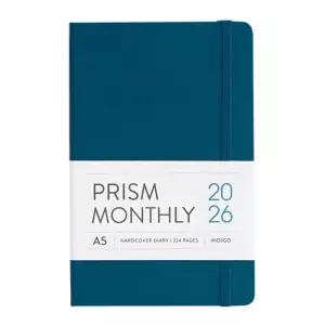 (날짜형 25절 월간) (피콕블루) 인디고 다이어리 2026 프리즘 A5 먼슬리 스케줄러/2026년/밴드형/수첩/주간