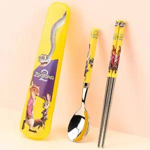 주토피아2 가벼운 주니어 슬림 진공스텐 수저케이스3P세트 어린이집 유치원 초등학생 휴대용