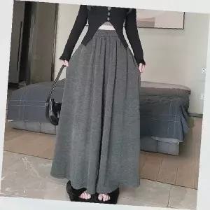 여성 핀턱 밴딩 A라인 롱 스커트 체형커버 가을겨울 치마바지 와이드 실루엣