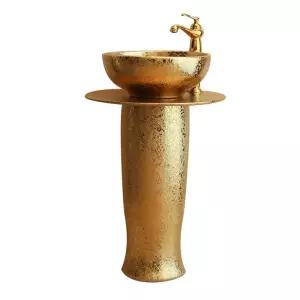 로얄 블루 도자기 세면기 세트 고급 골드 북유럽