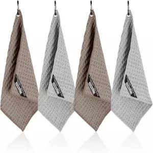 CAFEMASY 극세사 바리스타 타월 4개 세트 - 에스프레소 머신 스팀 완드 커피 바 카운터용 후크가 달린