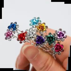 한복머리장식 샤인로즈 뒤꽂이 10컬러 머리장식 헤어핀 U핀