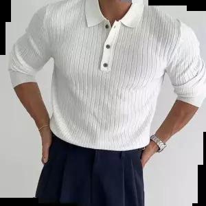 남자무지맨투맨 단추 골지 카라 긴팔티 머슬핏 캐주얼 좋은신축성