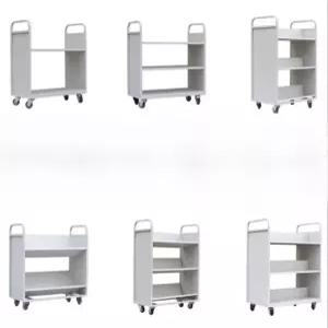 도서관 서점용 무소음 도서 운반 카트 2단 3단 이동식 북트롤리