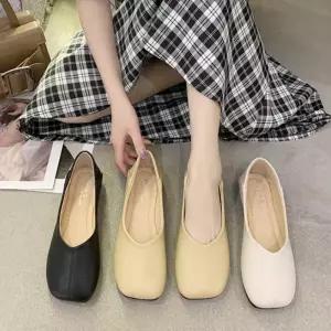 여성 사각코 디자인 캐주얼 플랫 슈즈 LK-P268