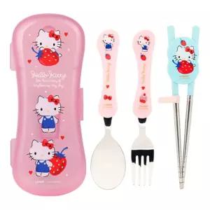 헬로키티 익스슬림 스텐젓가락스푼포크케이스수저세트 숟가락 연습 어린이 아이 예쁜 3종