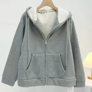 여자 대학생 캠퍼스 룩 간절기 겨울 기모 후드 집업 회색후드티무지후드티