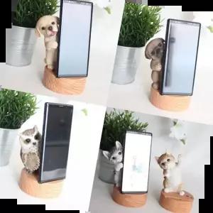 리트리버장식품 아기동물핸드폰거치대 강아지 고양이 부엉이 장식품