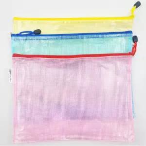 PVC 투명 메쉬 지퍼 파우치 B4 서류 가방 사무용 포켓