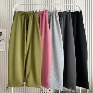 허리밴딩 여자겨울바지 남녀공용 밑단스트링 심플 벌룬 여성편한바지 여성정장바지 와이드팬츠