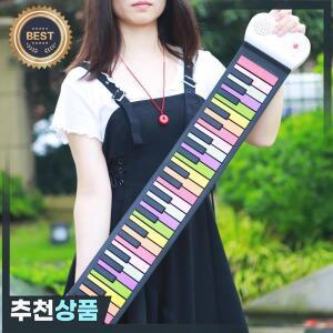 핸드 롤 실리콘 휴대용 접이식 전자 피아노 초보자 키보드 악기 음악 계몽 교육 49 키