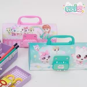 필통 위시캣 더블비밀손잡이 지함 필통 학생필통 보석함 대용량케이스 캐릭터필통학생아동어린이입학
