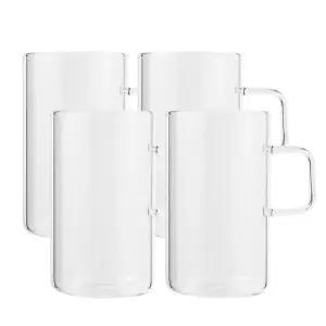 마린 베이직 머그컵 홈카페 내열유리컵 손잡이 투명유리컵 4P 300ml