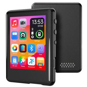블루투스 5.4를 지원하는 64GB MP3 플레이어, 스피커 포함 휴대용 음악 장치, FM 라디오, 음성 녹음, 이어폰, 내장 마이크로 SD 카드 슬롯, 사용하기 쉬운 풀 터치 스크린, 최대 512GB 확장