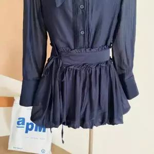 마르소 여성미니스커트 프렌치 긴팔 셔츠 원피스 초가을 벌룬 스커트 힛템