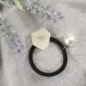 [골드스마일]엔젤슈슈 방울 진주 자개 머리끈 아이보리 헤어슈슈