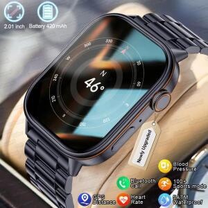 2025년 신형 GPS&베이더우 위성 스마트워치 남성용 2.01인치 240*296 HD AMOLED 100+ 스포츠 모드 나침반 B