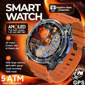 2026년 신형 내장 GPS 오프라인 지도 위치 스마트워치 남성용 4GB 메모리 5ATM 방수 MP3/4 나침반 BT 통화