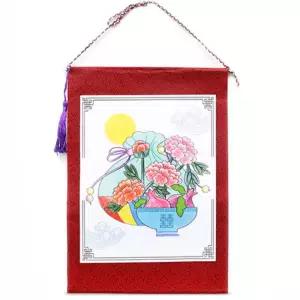 전통 민화족자 만들기 격자한지 도안 색칠 꾸미기 5인 도서관 학습교구 취미 DIY