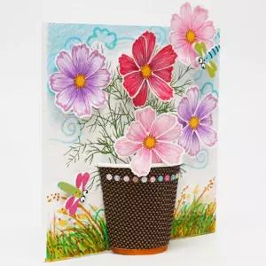 가을꽃 색칠 꾸미기 입체 코스모스액자만들기 2인x2개 수업교구 체험 지능개발