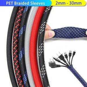 251020M 2-30mm 유연한 와이어 랩 자동차전기 케이블 보호용 마모 및 열 저항성 PET 브레이디드 슬리브