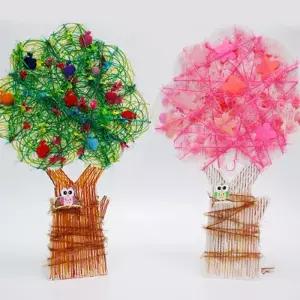 봄 여름 계절학습 스트링아트 입체 나무만들기 색실 5인 노인정 지원센터 기념품