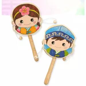 흔들이 북만들기 한복소녀소년 추석 나무 색칠놀이 5인 키트 학습교구 교육 간편