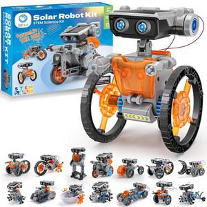 8세에서 13세 사이의 소년을 위한 실버드 15-in-1 구동됩니다 로봇 태양 부품으로 DIY 선물, 태양광 교육용 키트 STEM 장난감, 과학 생일을 조립 10대 또는 212개의