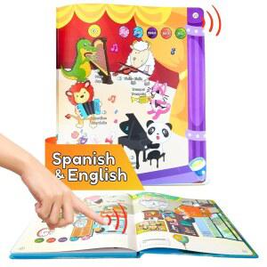 ZEENKIND 스페인어 영어 말하기 학습서 2세 para 언어 오디오 뮤지컬 3세 4세 위한 북이중 420단어 어린이를 Juegos Ni os 장난감 교육용 6세 사운드 5세 인터랙티브