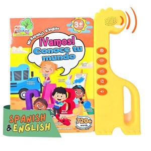 ZEENKIND 어린이용 스페인어 영어 사운드 북 언어 5세, 3 4 스페인어를 Juegos para 420단어 배우는 Ni os 오디오 이중 토킹 책 2 용 장난감, 북, 인터랙티브