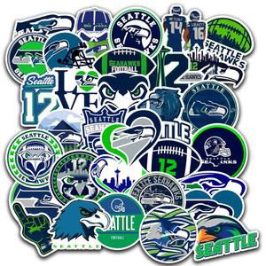 시애틀 스티커 팩 Seahawk 33개 물병, 노트북, 자동차, 헬멧, 스크랩북용 워싱턴 풋볼 및 럭비 데칼 어린이 청소년 성인 팬을 위한 방수 비닐 선물