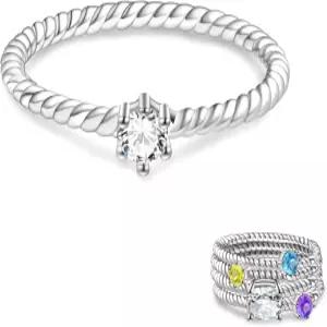 여성용 투페니 스태커블 탄생석 반지 세트 925 스털링 실버 마더 패밀리 스태킹 링 미니멀 밴드 아내를