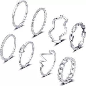 혼스니 14K 골드 도금 스태킹 링 세트 여성용 스태커블 너클 엄지 반지 얇은 고급 실버 결혼 영원 밴드