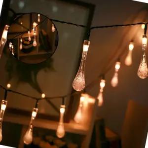 글로 태양광 LED 100구 물방울 가랜드 전구 10m 웜색