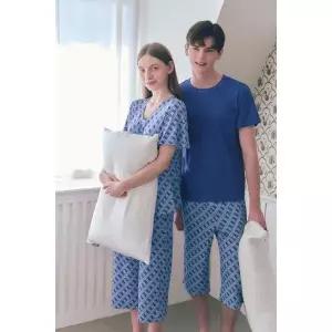 [하프클럽/솔브]비너스(정상) 기하나염   커플   실내복  세트 VEVS124MW_VEPS124MW_NB_C