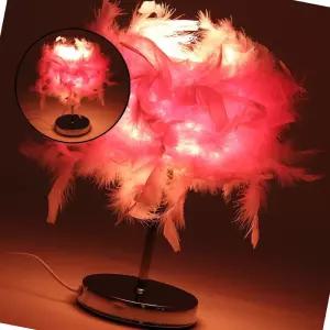 글로 깃털 무드등 핑크 스틸받침 특이한조명 아이방수면등