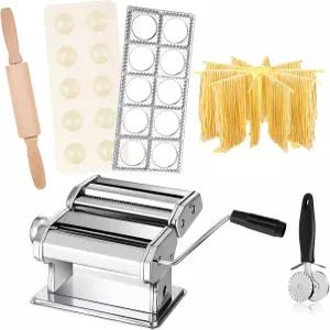 티앙그리드 5개 파스타 만들기 도구 세트 메이커 기계 12홀 라비올리 면 건조기 걸이식 스테인리스 더블