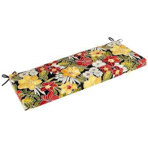 넥타이, 날씨, 페이드 저항성이 있는 베개 퍼펙트 트로피컬 플로럴 실내/외 소파 세트 벤치 스윙 쿠션, 18인치 x 45인치, 블랙/그린 클레멘스, 1개 카운트