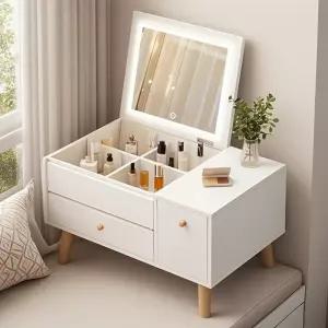 좌식 화장대 거울 서랍 수납 콘솔형 낮은 학생 주니어 화이트 착불 전신 페페 미니
