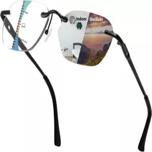 키소울 프로그레시브 포토크로믹 멀티포컬 림리스 리딩 글래스 블루 라이트 차단 선글라스 트랜지션 리더