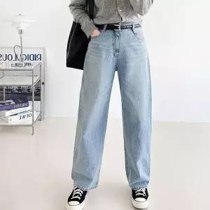 [하프클럽/셀러허브_여성트랜드패션]여자 논스판 배기핏 빅사이즈 연청 봄