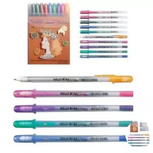 [문구] 사무용필기구 노트필기 디자인펜 문구세트중성펜 겔리롤 실버 골드 섀도우 젤펜 10색 세트