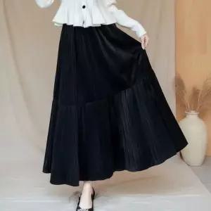 [하프클럽/셀러허브_여성트랜드패션]여성 사계절용 밴딩 플리츠 롱스커트