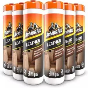 아머 올 카 인테리어 클리너 가죽 물티슈 - 자동차 및 트럭 오토바이 청소 20 카운트(6팩) 10881
