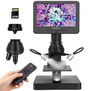 [미국배송] 7인치 화면의 ANDONSTAR AD246S-P HDMI 디지털 현미경 4000X 3 렌즈 2160P UHD 비디오 기록 오류 동전용 동전 성인 및 용 생물학적 현미경 키트 준비된 슬라이드