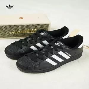 슈퍼스타2 남녀공용 블랙 쉘 커플 로우탑 캐주얼 신발