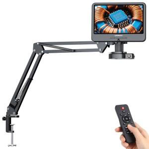 [미국배송] 링크마이크로 LM109A 10.1인치 LCD 디지털 현미경 성인용 스크린 납땜 전자 현미경 [플렉스 암 스탠드] 260배 전체 보기 오류 코인 카메라 돋보기 56개의 LED 링 라이트 PC