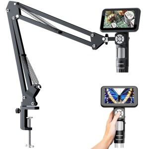 [미국배송] LM115A 디지털 현미경 휴대용 플렉스 암 스탠드 성인용 5인치 납땜 카메라 휴대용 동전 확대기 전체 보기 8개의 LED PC 뷰 1080P 비디오