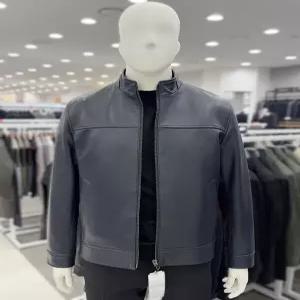 남자 간절기 봄 양가죽 램스킨 트러커 라이더 레더자켓 집업 하프 숏점퍼 2컬러 - 블랙, 네이비