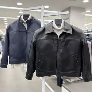 남성 양가죽 100 램스킨 트러커 라이더 레더자켓 집업 하프 숏점퍼 네이비(남색), 블랙(검정) 2컬러